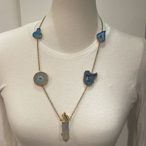 Quartz Style Gold Colored Chunky Necklace